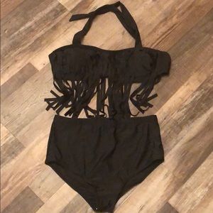 Swimsuit 2piece black XL